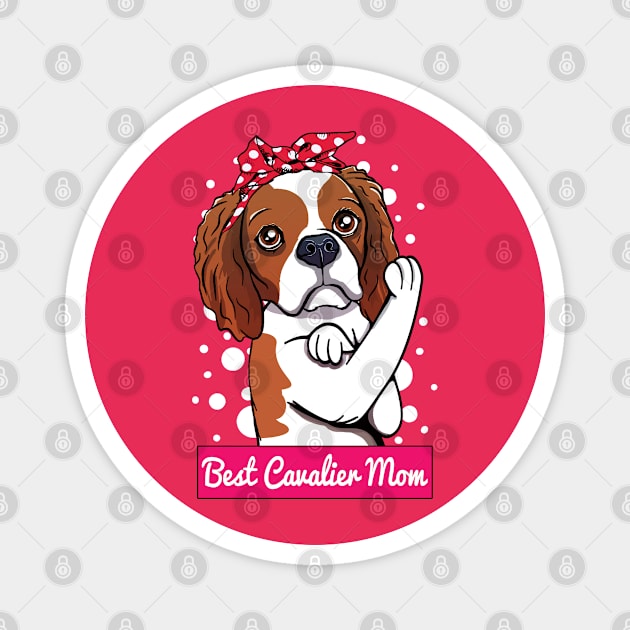 Retro Cavalier King Charles Spaniel Dog Mom Magnet by USProudness